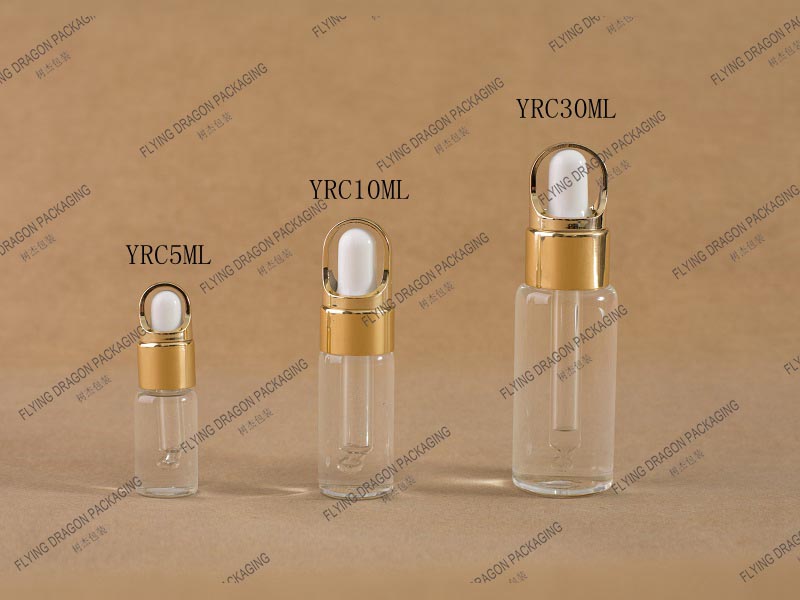 5-30ML FACE SERUM DROPPER BOTTLES; CLEAR GLASS DROPPER BOTTLES WITH GOLD BASKET DROPPER CAP FOR AROMA PERFUME OIL [YRC series]