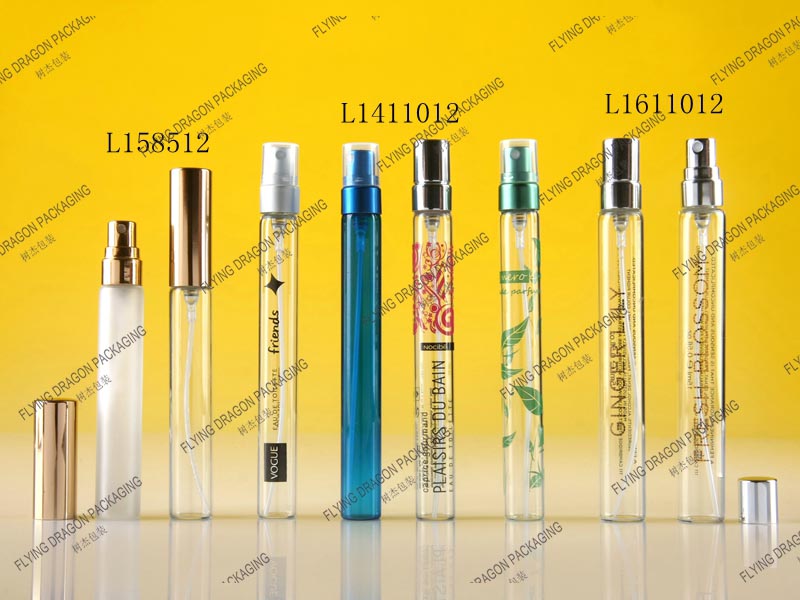 10-15ML PORTABLE SPRAY GLASS BOTTLE; EMPTY PERFUME TUBULAR VIALS WITH ALUMINUM SCREW SPRAYER AND CAP; MINI SAMPLE BOTTLE WITH SPRAYER; ATOMIZER MIST VIAL SAMPLE FOR PERFUME PACKAGING [L series]