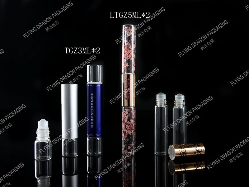 6-10ML双头滚珠瓶 双头管制滚珠瓶配钢珠和铝盖 香水滚珠瓶 眼部精华滚珠瓶 旅行装香水瓶; 容量可定制 [