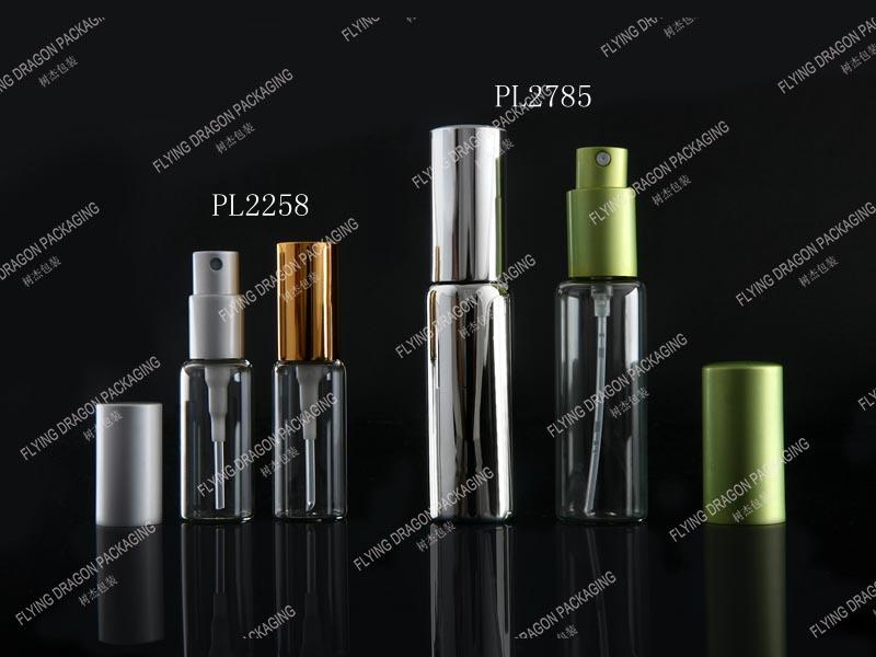 15-30ML SPRAY GLASS BOTTLE; EMPTY PERFUME TUBULAR VIALS WITH ALUMINUM SCREW SPRAYER AND CAP; MINI SAMPLE BOTTLE WITH SPRAYER; ATOMIZER MIST VIAL SAMPLE FOR TONER PACKAGING[PL series]